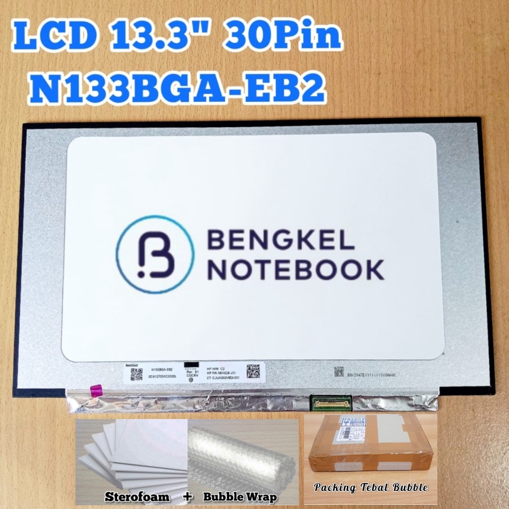 LCD 13.3 LED 30pin 1366x768 No Kuping Frame kecil Socket Kanan Inverter Kecil B133XTN03.2 N133BGA-EB2