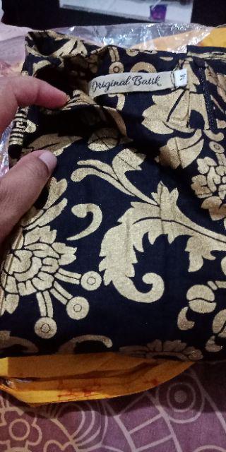 Kemeja Batik Prada Bakung Hitam Emas Gold Exclusive Real Pict