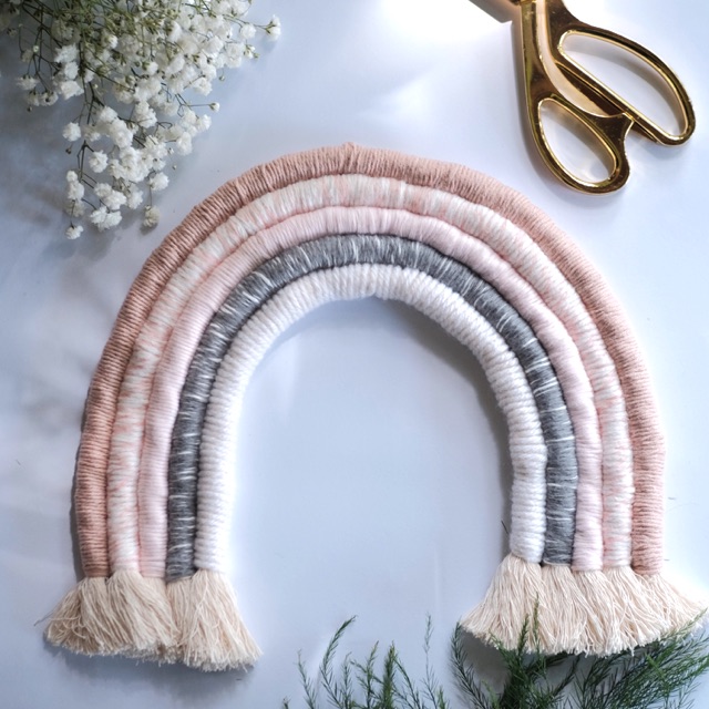 Soft Pink Rainbow Macrame - Rainbow Wall Hanging - Gantungan dinding