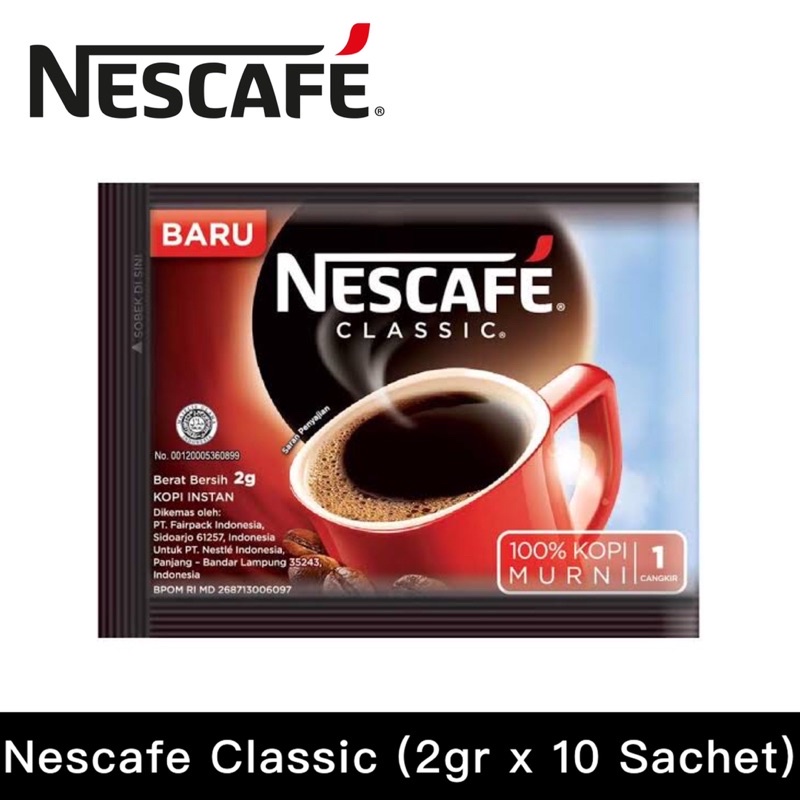 Nescafe CLASSIC 2gr x 10 Sachet (RENCENG) Kopi Murni 100% Robusta