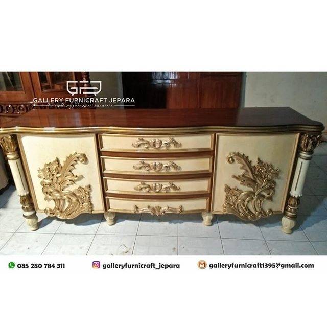 Bufet Bombai Duco Marmer Kayu Jati