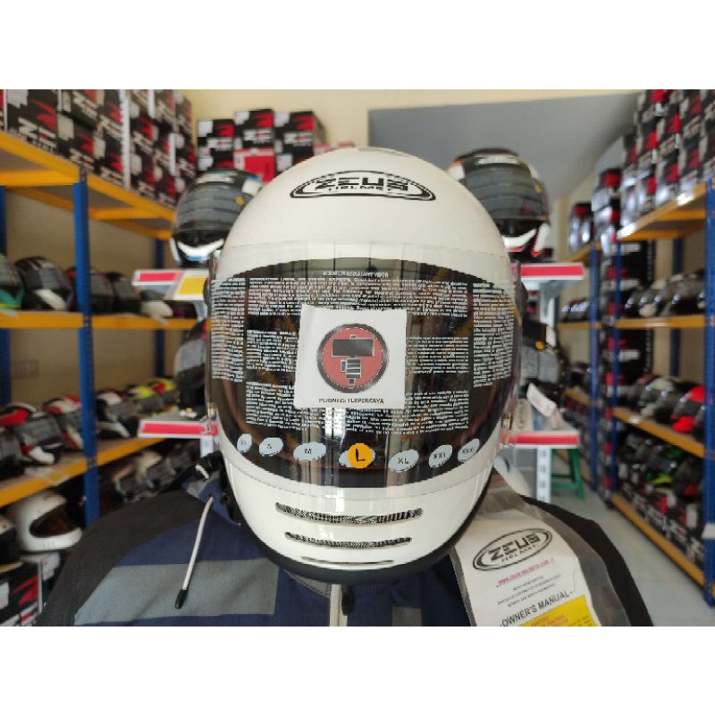 Zeus zs816E Zs 816 Helm Full Face Vintage WHITE Cakil-3