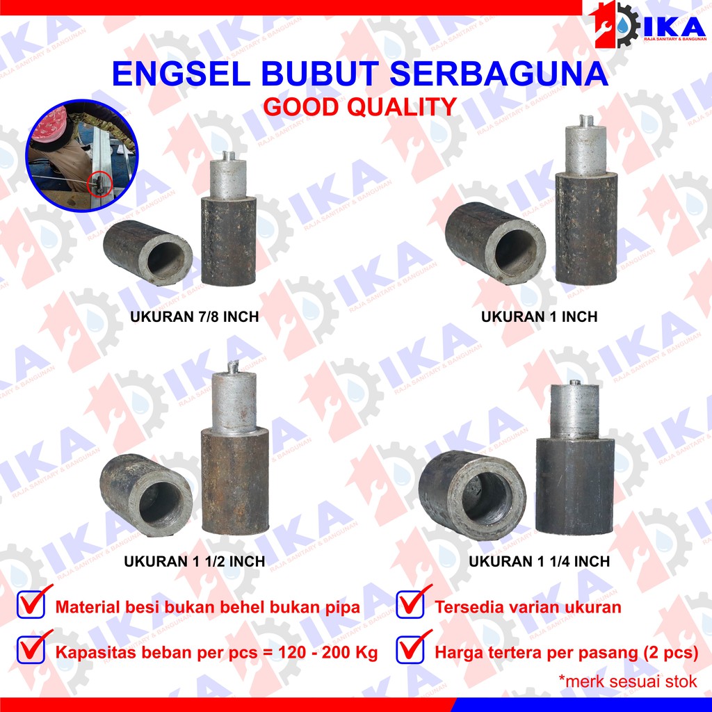 Engsel bubut 7/8 - 1 - 11/2 - 11/4 engsel pintu pagar besi as