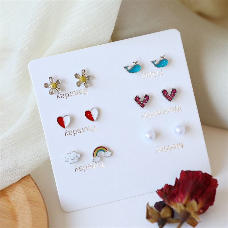 6 Pcs/Anting-Anting Set Korea Fashion Anting-Anting Ins Sederhana