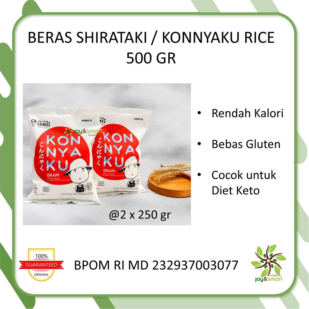 

Joy Smart Healthy Life Beras Shirataki 500 gr Murah Konnyaku Kering Konjac Dry Rice Diet Keto DEBM