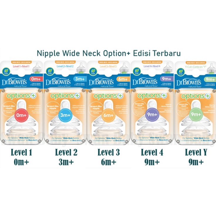 Dr. Brown's NARROW Nipple Semua Varian level (1 , 2 , 3 , 4 , Y-cut) - Dr. Brown's WIDE Nipple Semua Varian level (1 , 2 , 3 , 4 , Y-cut)