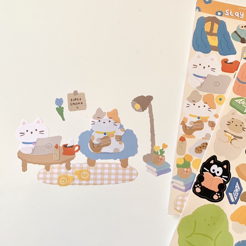 

summer tapes - stay home seal sticker/deco sticker/stiker jurnal