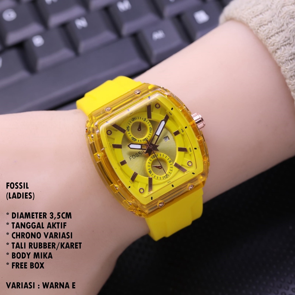 JAM TANGAN WANITA FASHION TALI RUBBER BODY OVAL TANGGAL AKTIF