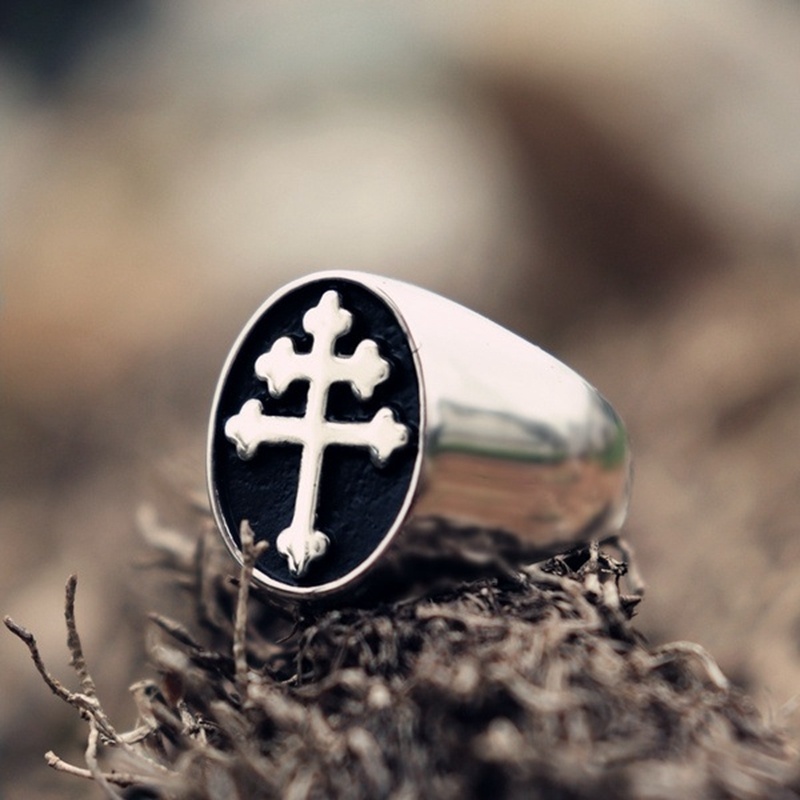 Fashion Men's 316L Stainless Steel Cross Ring Punk Biker Jewelry