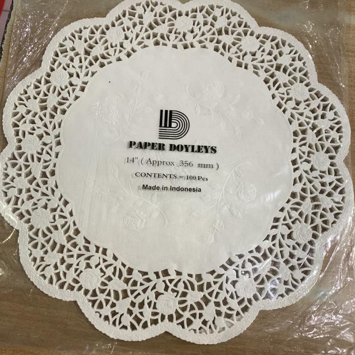 

Diva Doyley paper 14 inch white bulat 100 pc/ kertas renda +\- 36 cm