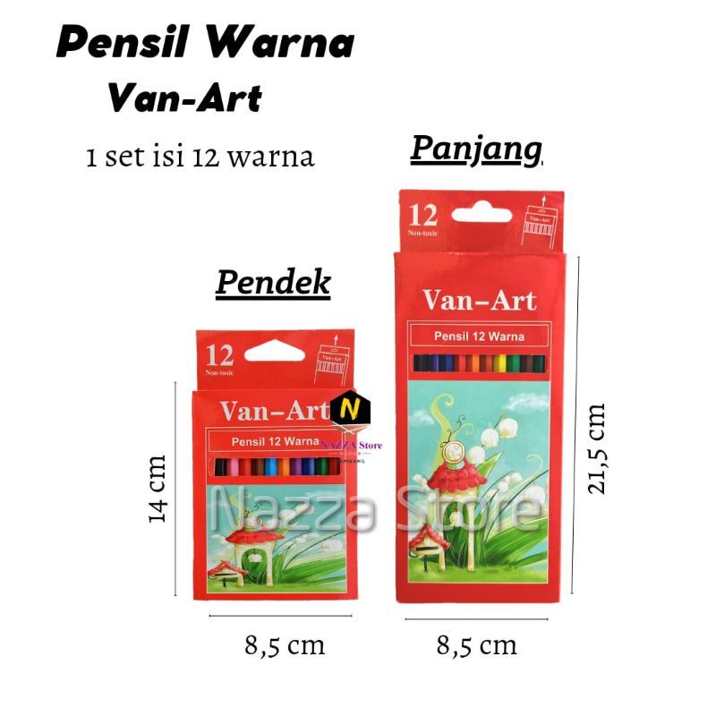 

pensil warna van art panjang & pendek 12w