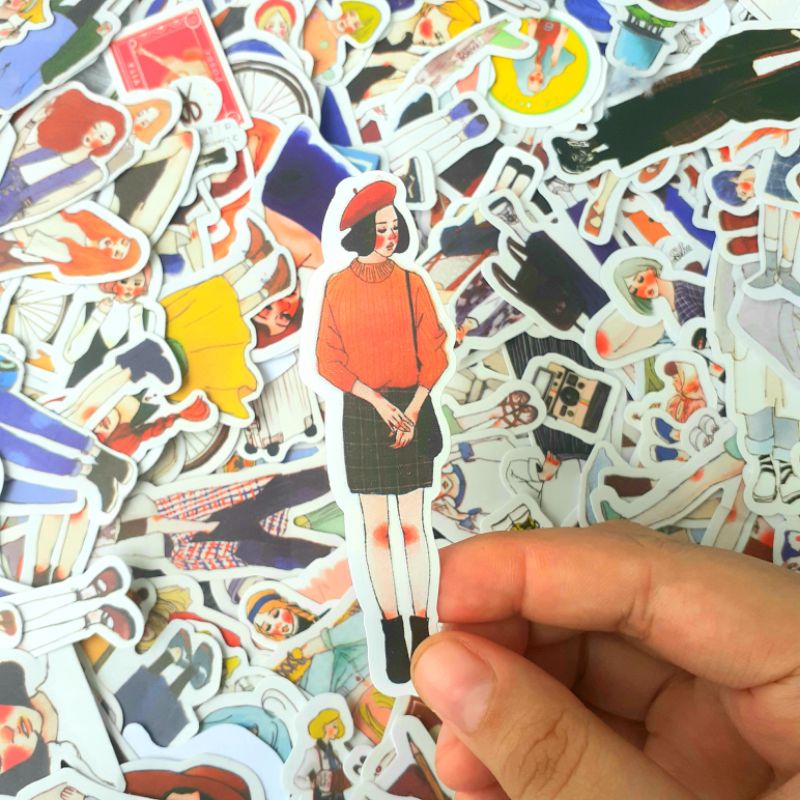 

Girl ootd Vintage Sticker Aesthetic / Stiker girls estetik 8 pcs/pack Sticker Vintage untuk jurnal