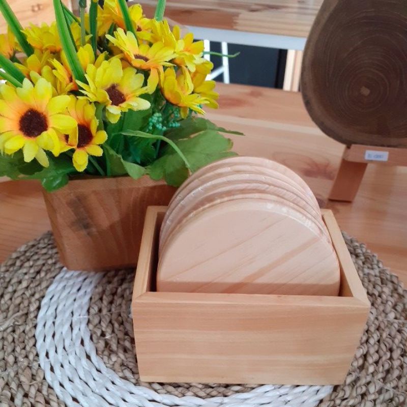 Coater set/Tatakan gelas set/tatakan gelas kayu