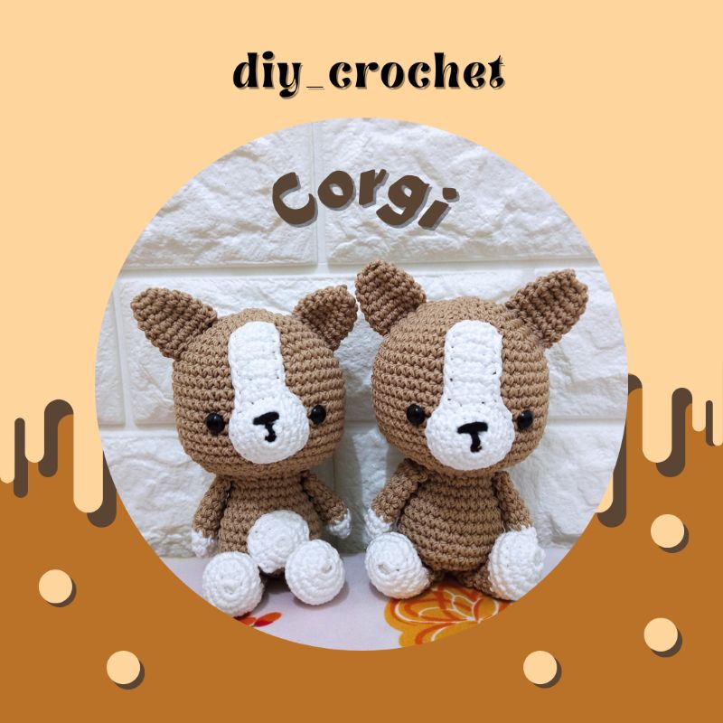 boneka rajut corgi