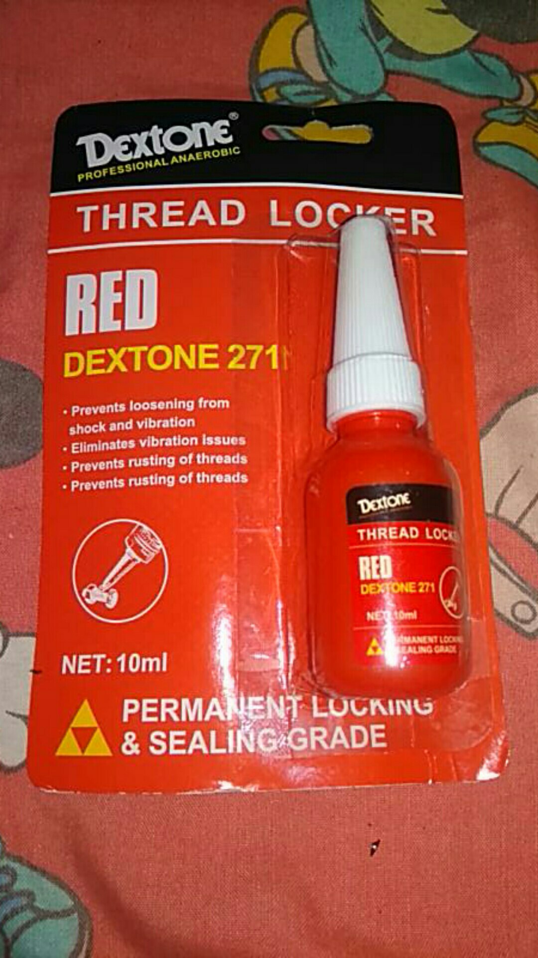 Dextone Red Thread Locker 271 - Lem Baut Permanent Locking - 10 Ml