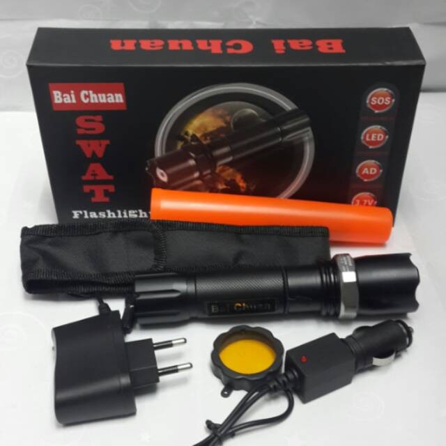 Senter Swatt Police Cree Led / Paket Komplit Senter Camping Besar