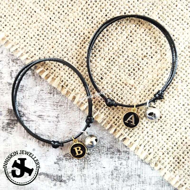 Gelang Initial Huruf Custom + Lonceng / Gelang 1 Pcs Huruf Alfabet Dan Loceng / Gelang Custom Huruf / Gelang Huruf