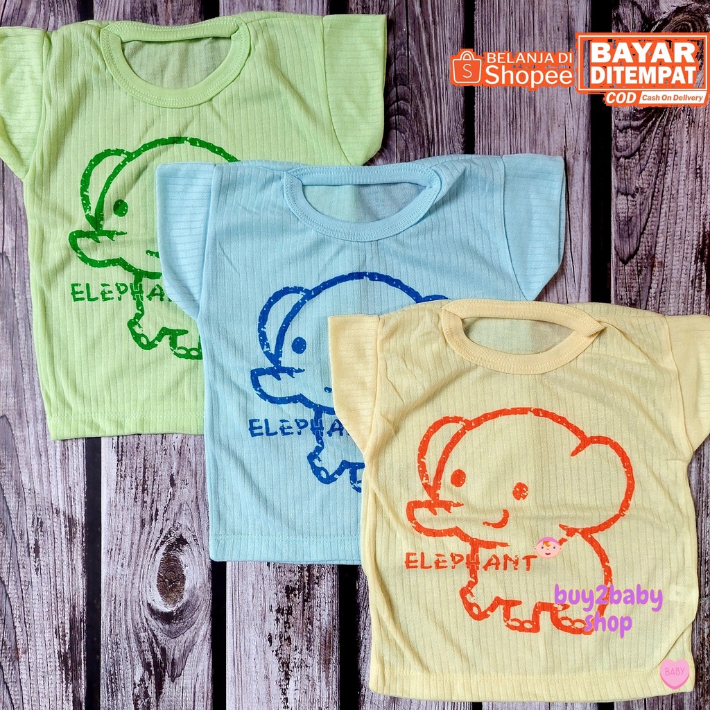 Kaos oblong bayi Tobiko murah berkualitas animal series 0-12 Bulan isi 3 PCS