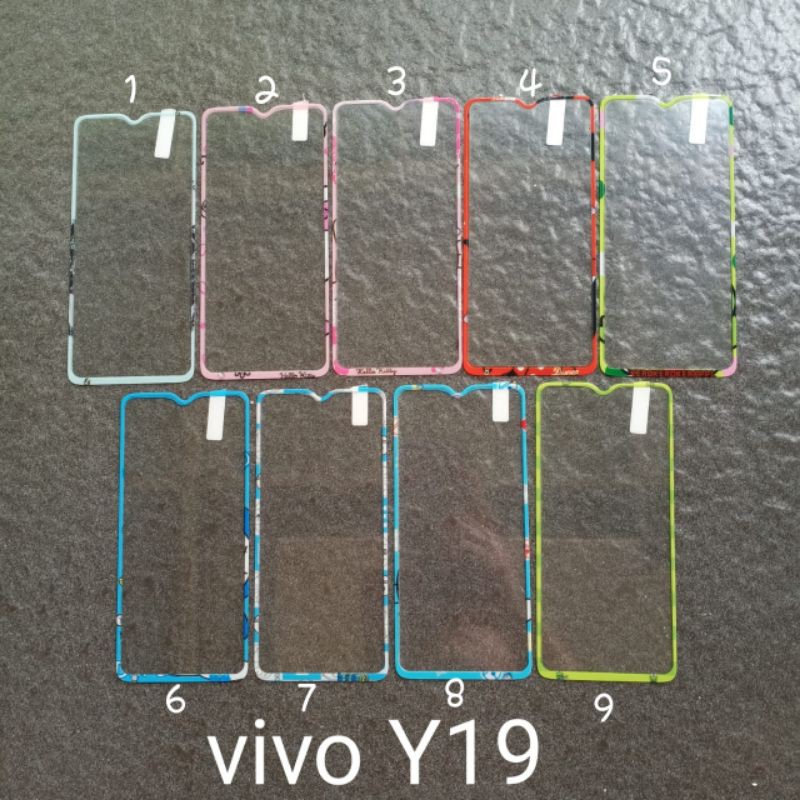 Tempered glass Vivo Y19 . U3 ( 4 motif ) motif gambar karakter anti gores kaca screen guard pelindung layar