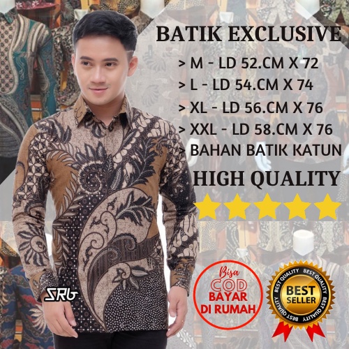 Atasan Batik Pria Lengan Panjang BATIK BERKAH HRB026 motif KERATONAN Kode 002 size M L XL XXL Reguler