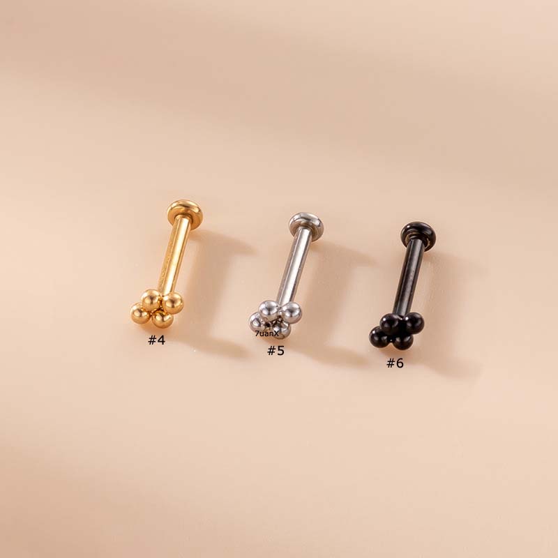 1pc Anting Tindik Bibir 16 Bola Stainless Steel Untuk Priawanita