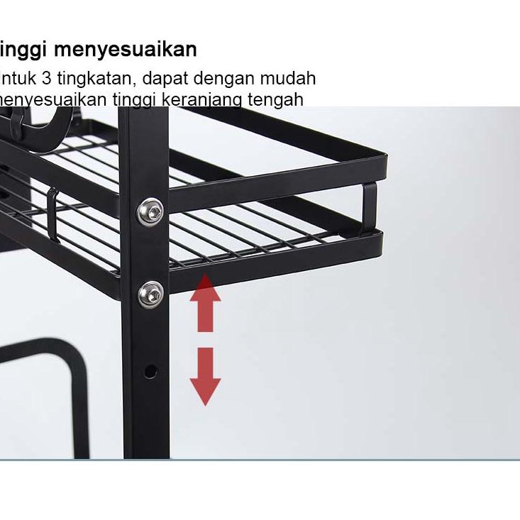 Langsung Beli NETEL Rak Bumbu Dapur Susun Rak Dapur Serbaguna Rak Penyimpanan Stainless Steel 2/3 Susun