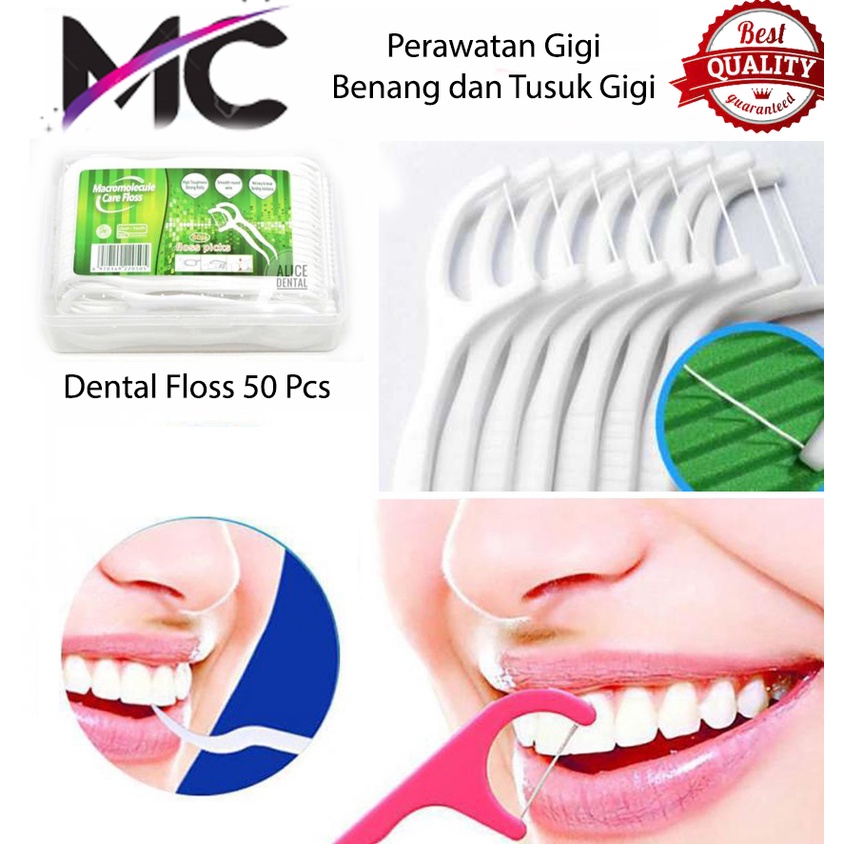 Benang Gigi Dental Floss Terbaik Tusuk Gigi Penghilang Pembersih Plak Noda Sisa Makanan 50 Pcs Murah