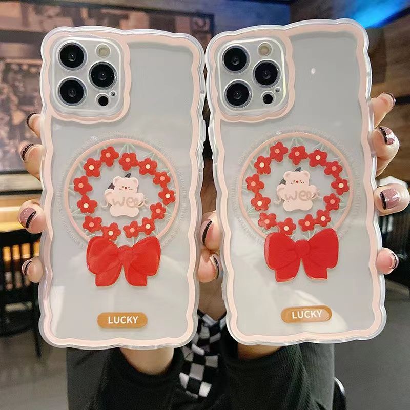 Case Pelindung Motif Bunga Beruang Untuk IPhone 13 / 12 Pro Max / 11 / XS / XR / X / 8 / 7 / 6 Plus Mini