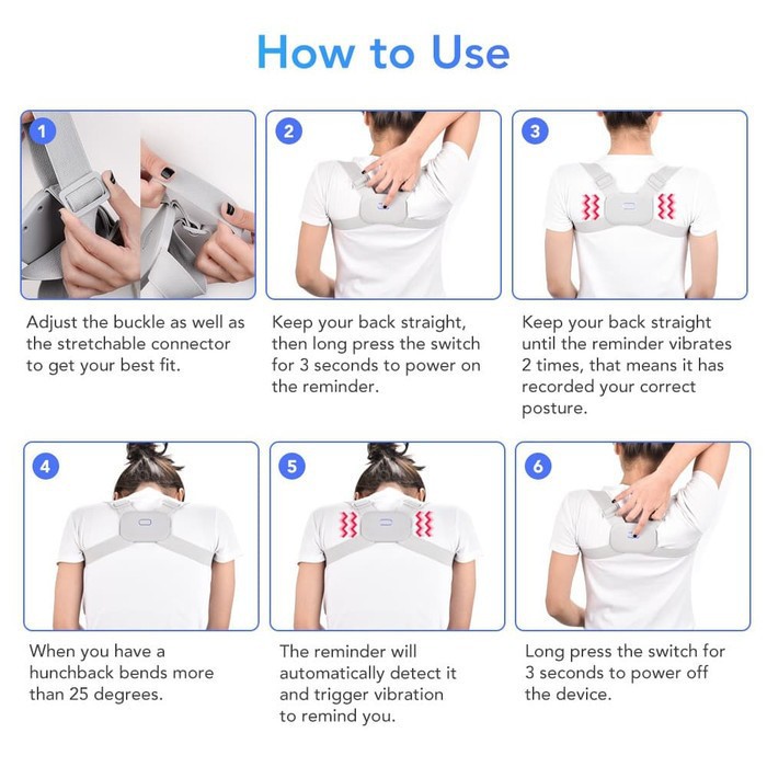 Adjustable Smart back posture corrector support vibration universal