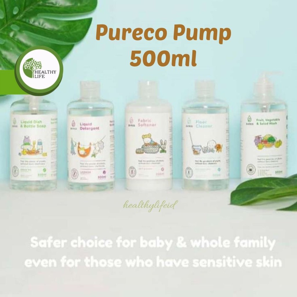Pureco Detergent/Fruit&amp;Vegetable Wash/Dish&amp;Bottle Soap/Floor Cleaner/Fabric Softener/Handsoap 500ml