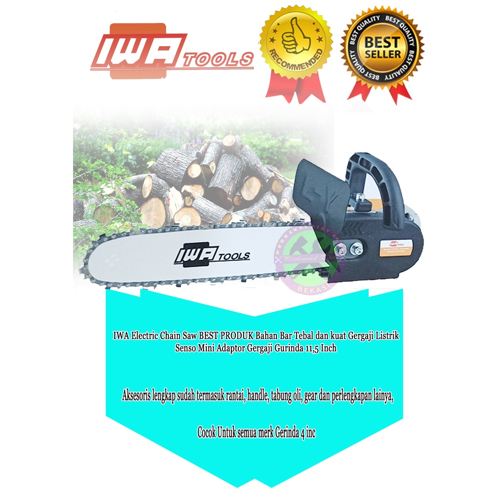 IWA ADAPTOR GERINDA JADI MINI CHAINSAW BAR 11.5 INC GERGAJI MINI SENSO SINSO AKSESORIS LENGKAP SIAP 