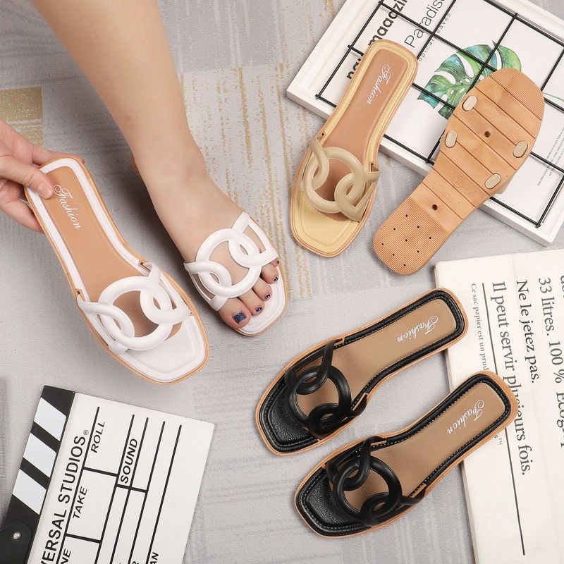 Medan Termurah KD005 Model lingkaran lentur nyaman Sendal wanita import Sandal fashion import