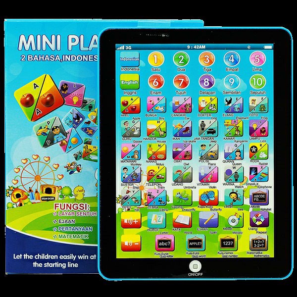 Mainan Mini Play Pad Edukatif 2 Bahasa Layar Sentuh