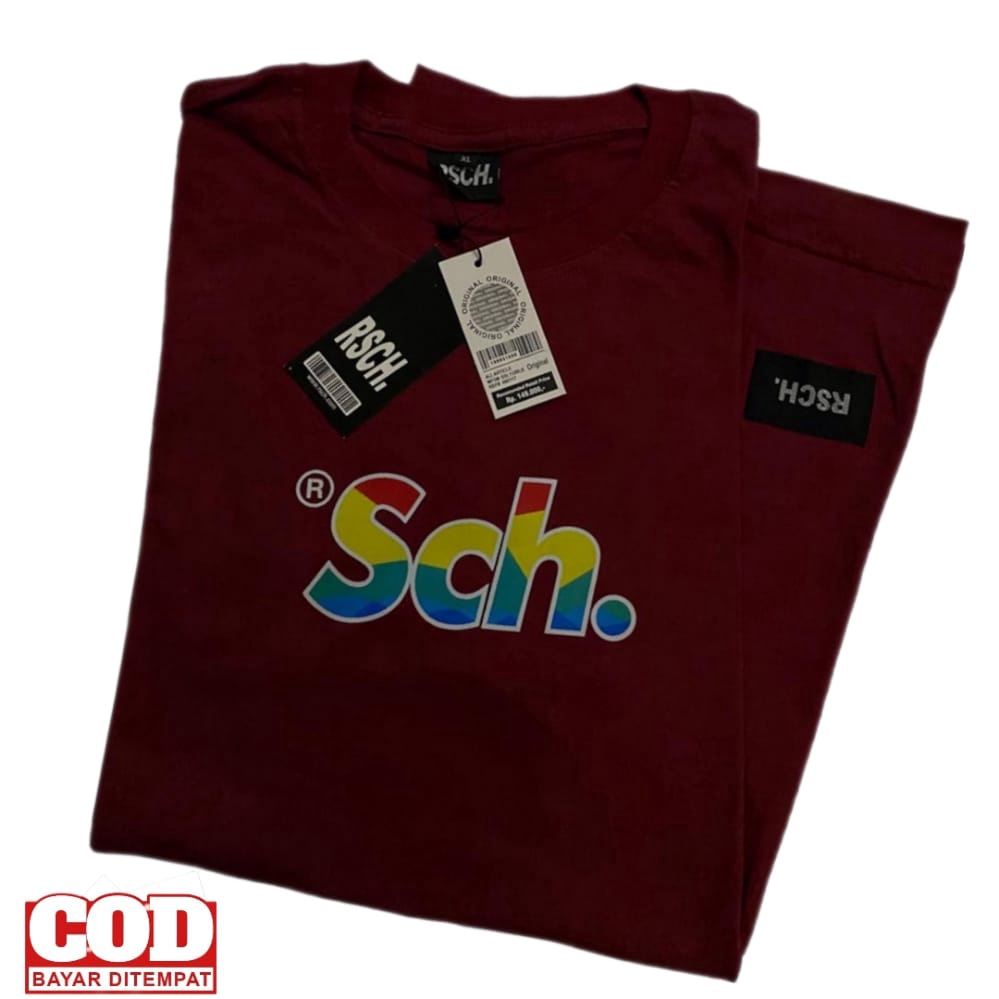 Kaos Pria dewasa Sch pelangi / T-shirt Rsch original / Atasan / Pakaian pria wanita / Kaos kasual Le