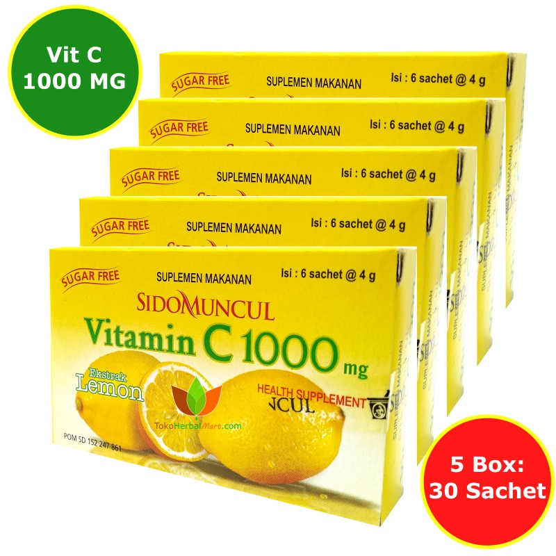 30 Sachet Vitamin C 1000 Mg Sidomuncul Suplemen Daya Tahan Tubuh Imunitas Dewasa Vit C 1000mg Shopee Indonesia