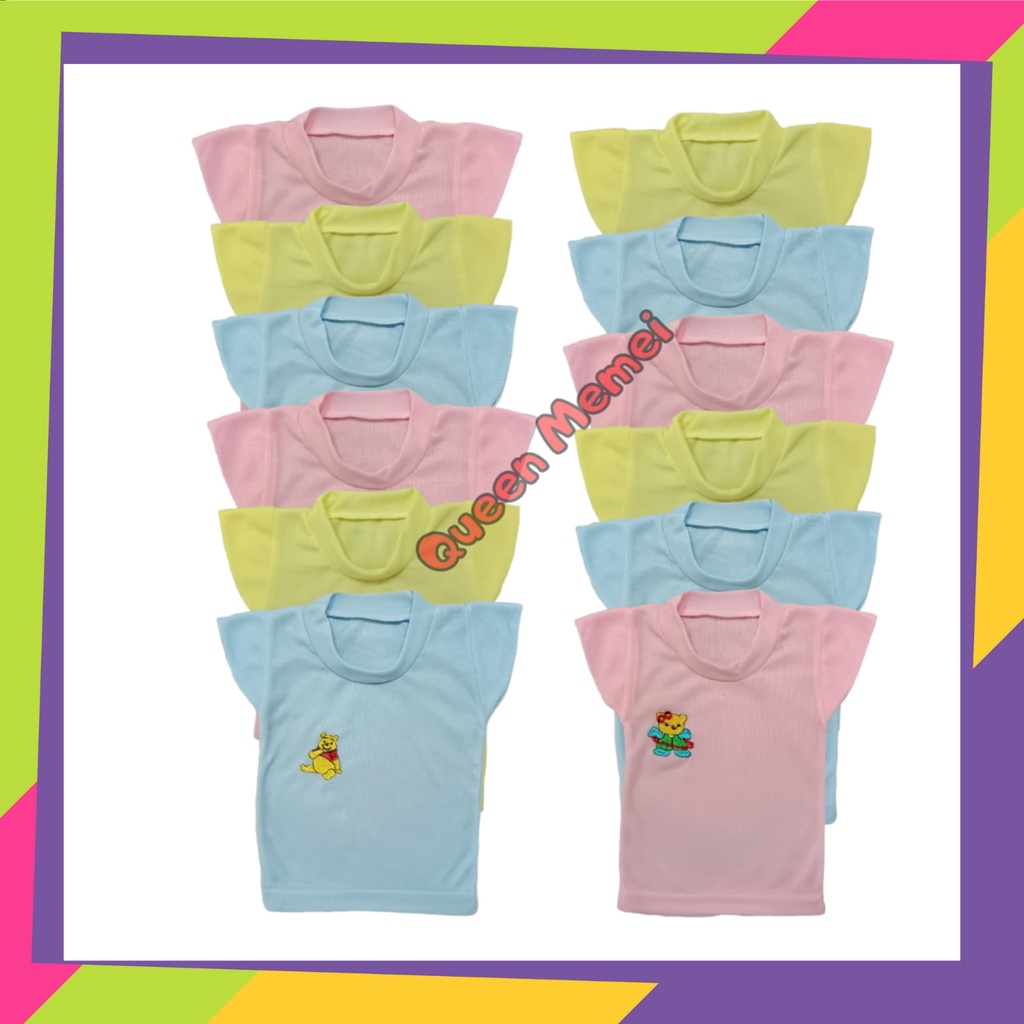 1 LUSIN Kaos oblong bayi BORDIR perlengkapan bayi lahir