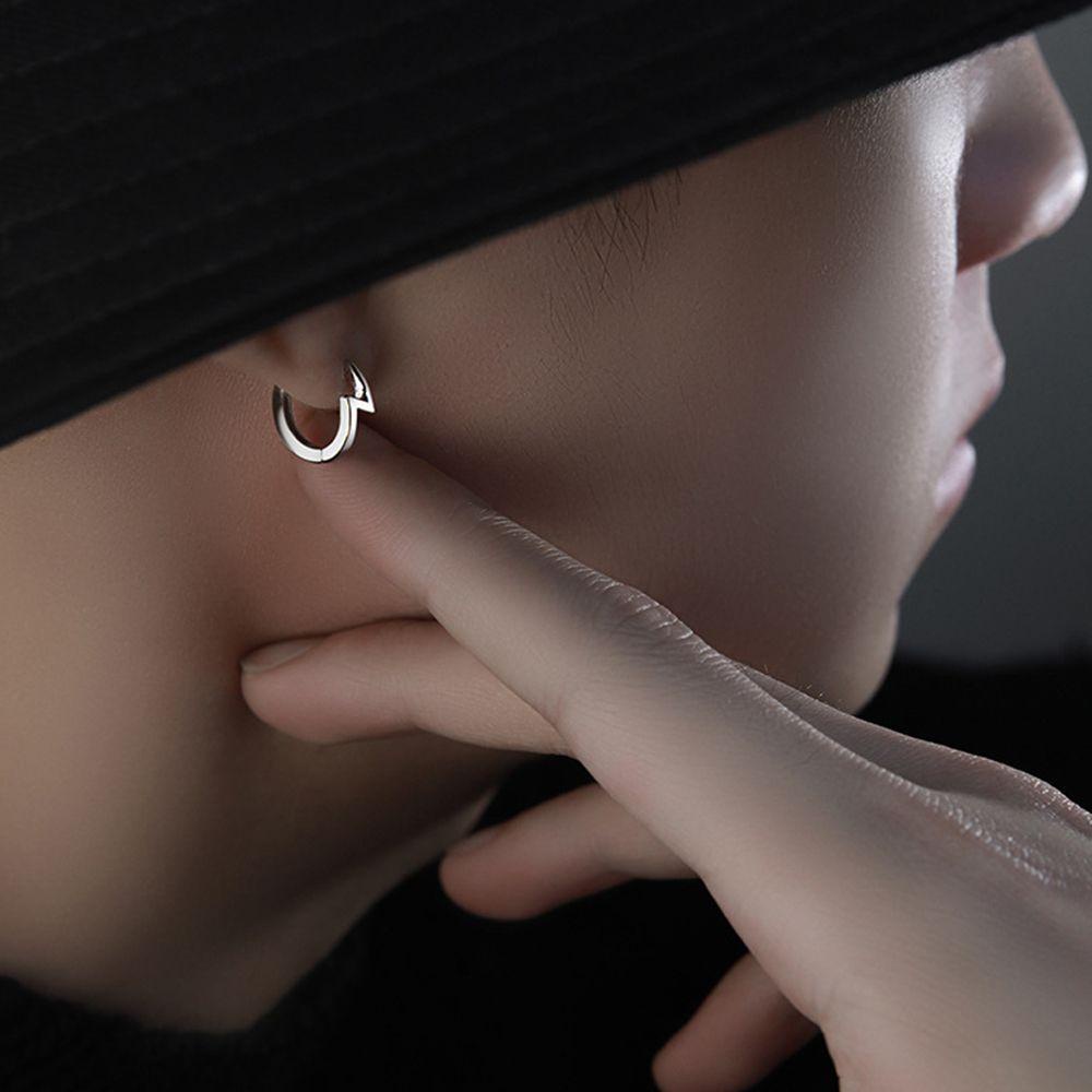 Nickolas1 Pria Hoop Earrings Hadiah Pesta Minoritas Punk Street Wear Perak Plat Pria Aksesoris