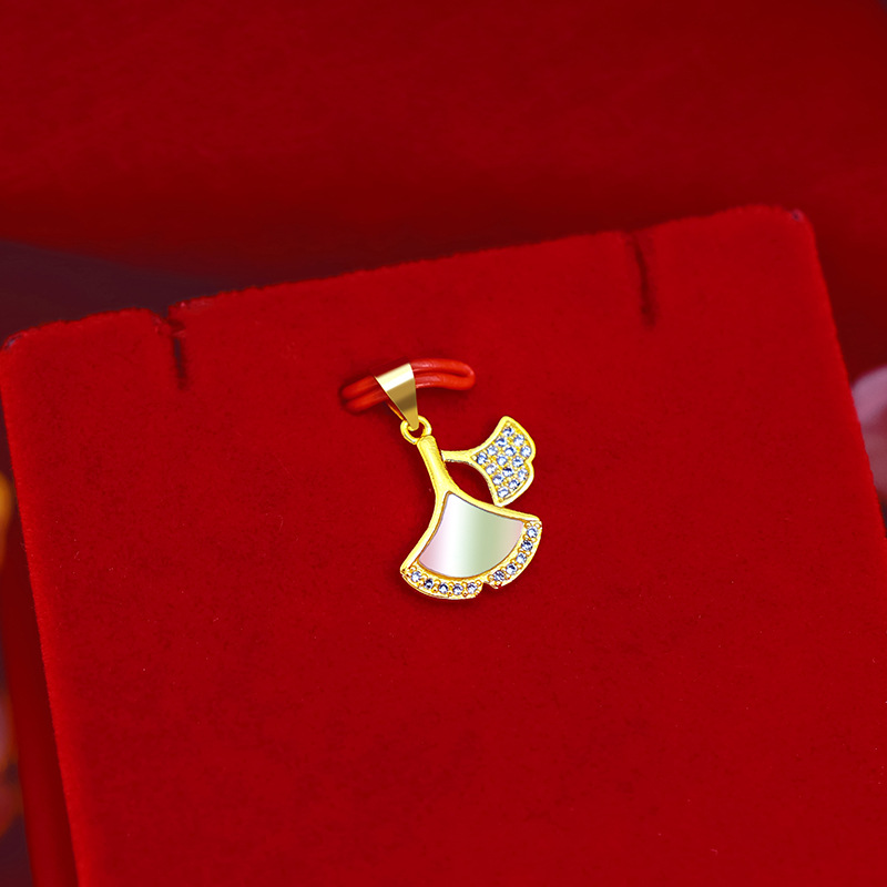 Kalung Rantai Klavikula Hias Liontin Daun Ginkgo Warna Emas Untuk Wanita 916