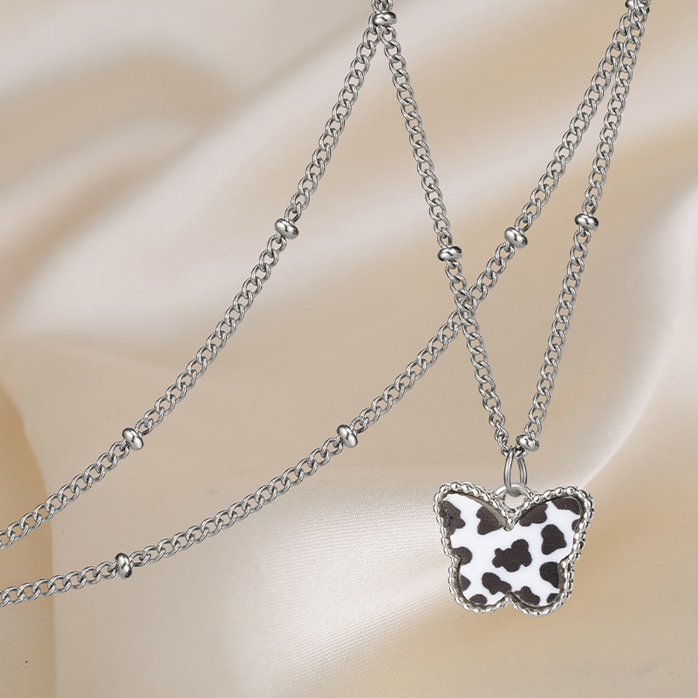 【COD Tangding】Kalung Liontin Butterfly Warna Hitam Putih Gaya Korea Untuk Aksesoris