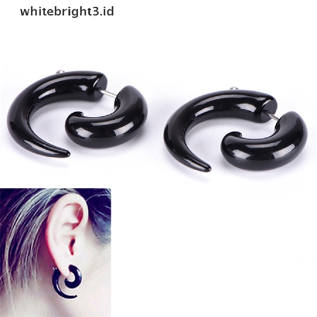 (whitebright3.id) Anting Tusuk Bentuk Siput Bahan Akrilik Warna Hitam Gaya Gothic / Punk Untuk Unisex