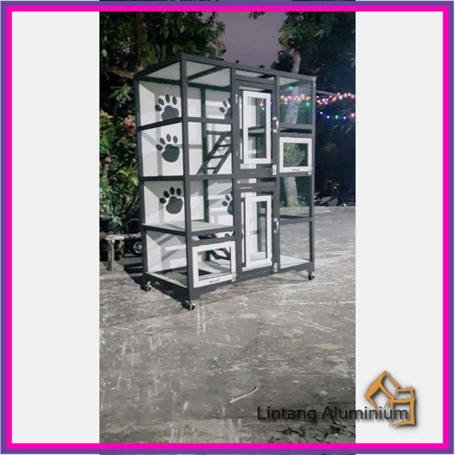 Kandang Kucing MINIMALIS PUTIH HITAM