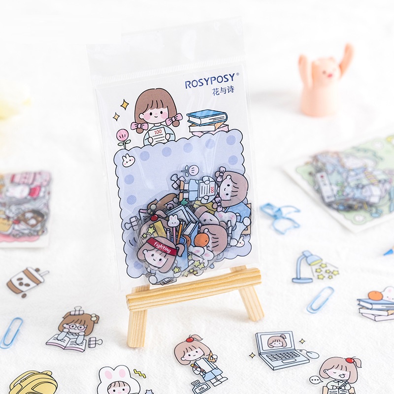 

[DZ] ST451 - Rosyposy Little Girl 40 Pcs Stiker Dekorasi Journal Planner / Sticker Korea