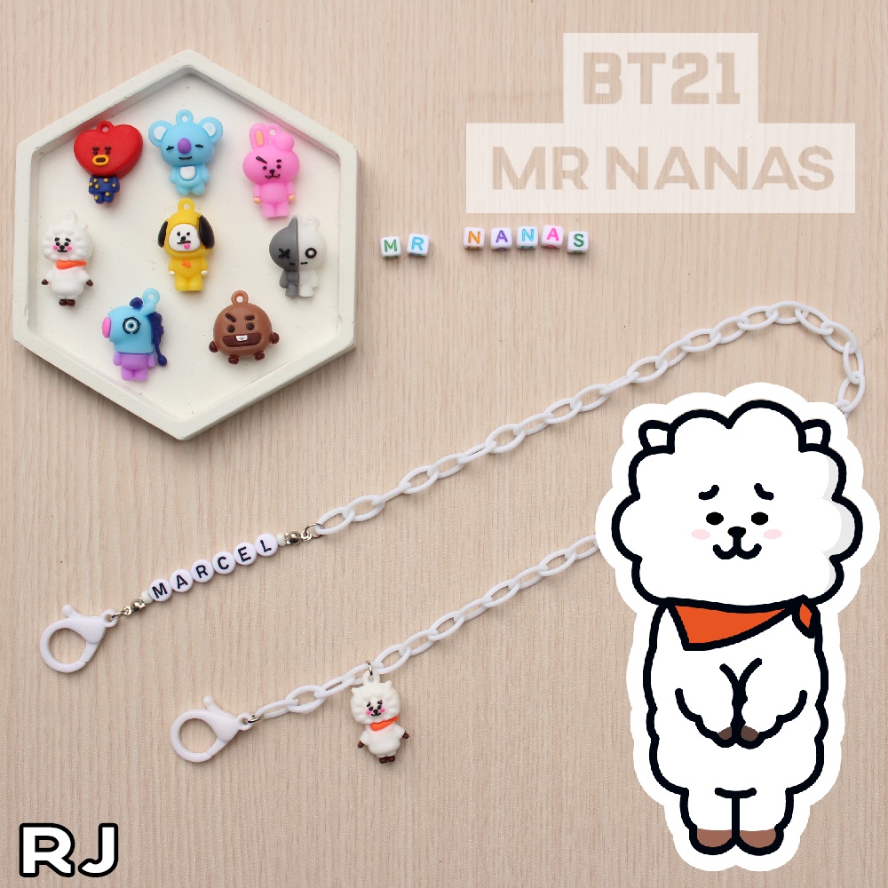 Tali Masker FREE NAMA DAN BONEKA LUCU BT21 Strap Masker Anak Unisex Cewe Cowo