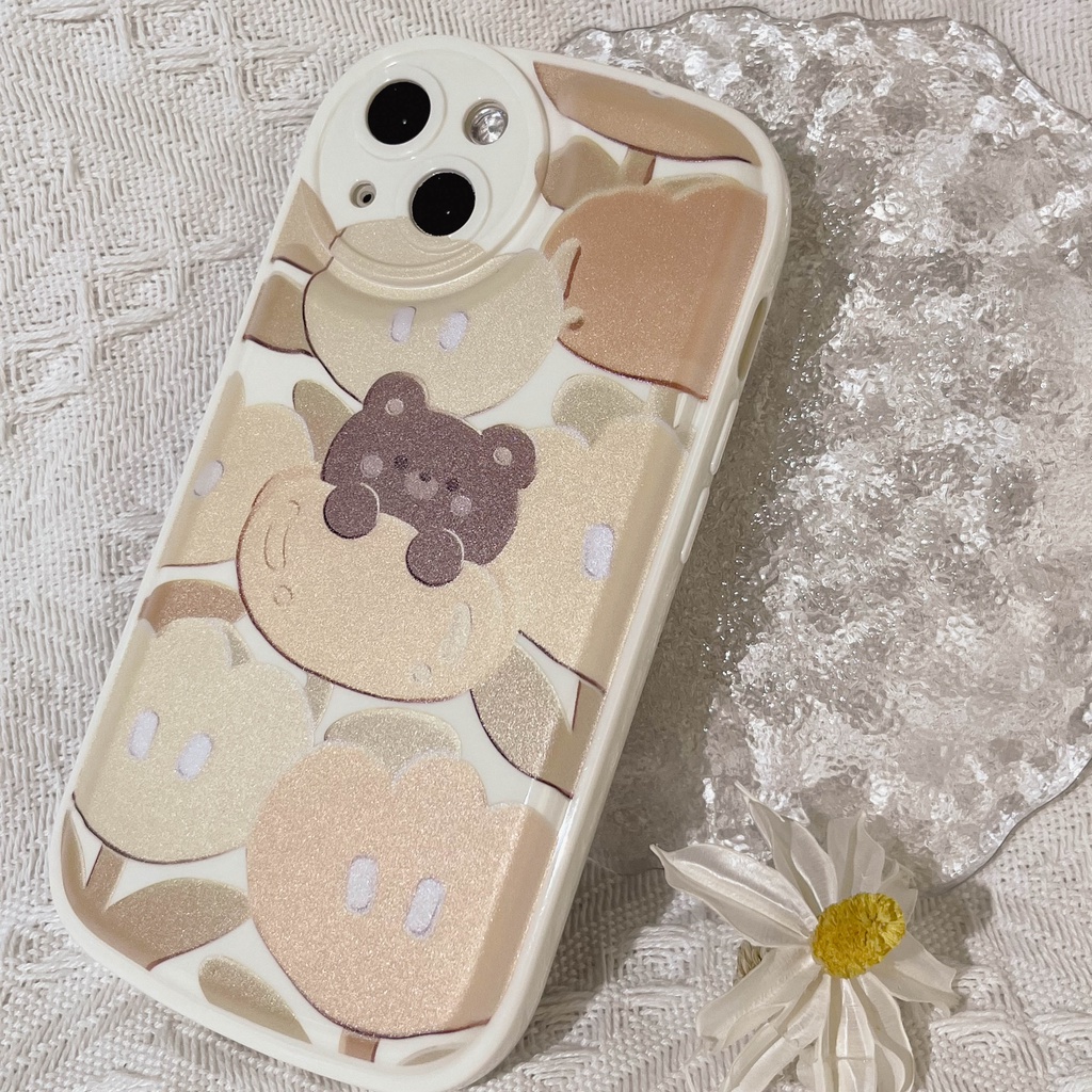 Soft Case TPU Motif Beruang Untuk iPhone 11 13pro 13prm 12 7Plus xs 8Plus XR 7 8 XR 11pro xs Max 12Pro Max