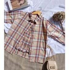 lionaka set kemeja kotak/tartan dan inner wanita korean '-'