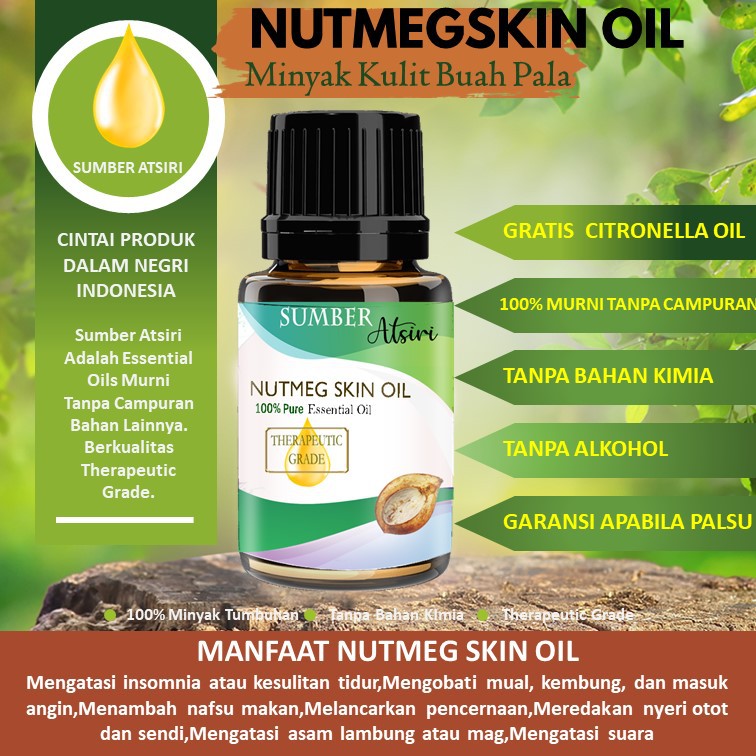 sumber atsiri minyak kulit pala 5 ml 10 ml essential oil aromaterapi pure nature