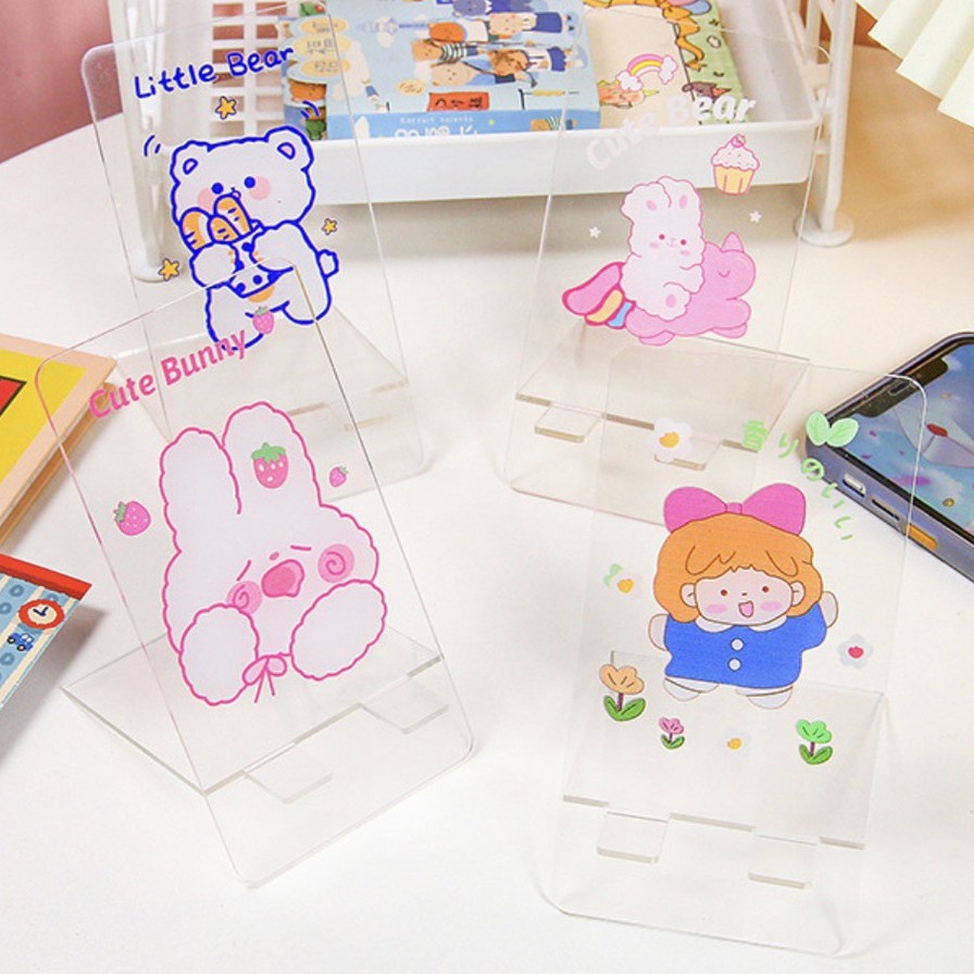 (BOW) Tempat Tatakan Stand Handphone Hp Bening Dengan Bentuk Unik Dan Lucu 0Q65