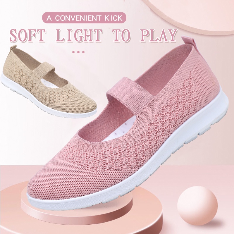 Batavia 2023 Sepatu Sepatu Slip On Wanita/ Sepatu Flyknit Shoes Wanita/ Women Shoes rajut empuk anti-slip anti-aus wanita A136