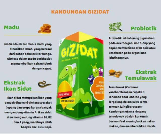 Gizidat paket 6 botol free my bottle Madu Penambah Nafsu Makan Anak Probiotik Madu Anak Cerdas