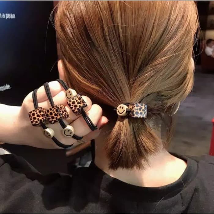 Ikat Rambut Elastis Gaya Korea Motif Leopard Mode 1